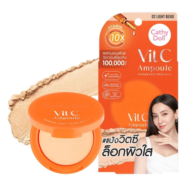 Cathy Doll Vit C Ampoule Powder Pact SPF50 PA+++ 6g. 02 Light Beige Оригинал