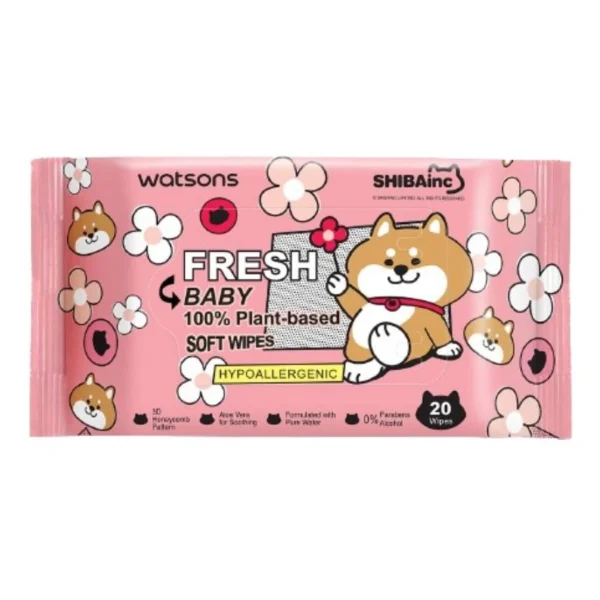 Watsons x Shibainc Fresh Baby 100 Plant-Based Soft Wipes 20 sheets. Оригинал