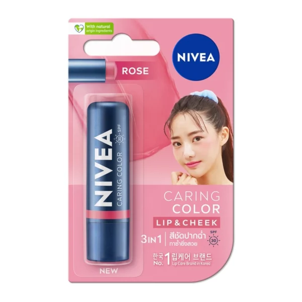 Nivea Lip Care Caring Color Rose SPF 30 4.8 G. สีชัดปากฉ่ำ บำรุงริมฝีปาก Оригинал