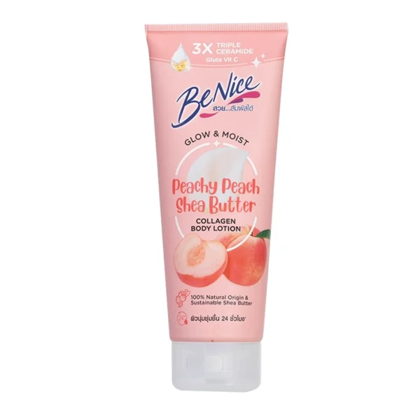 Benice Body Lotion Glow Moist Peachy Peach Shea Butter Collagen 170 Ml. Оригинал
