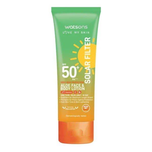 Watsons Love My Skin Solar Filter Very High Protection Aloe FaceBody Lotion SPF50+ PA Оригинал