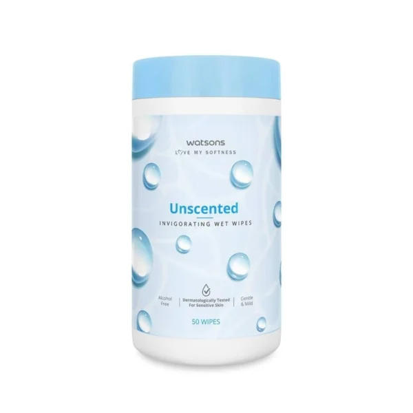Watsons Unscented Invigorating Wet Wipes 50 sheets Canister. Оригинал