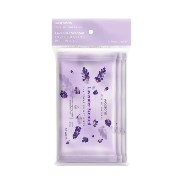 Watsons Lavender Scented Invigorating Wet Wipes 10 sheets x 3 packs. Оригинал