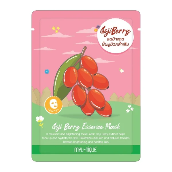 Myu-Nique Goji Berry Essence Mask 1'S มาสก์หน้า ลดฝ้าแดด ฟื้นฟูผิวคล้ำเสีย Оригинал