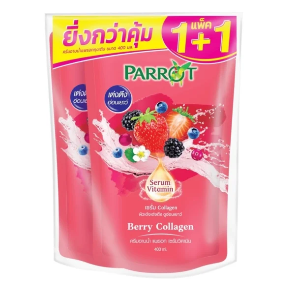 Parrot Shower Cream Serum Vitamin Berry Collagen Refill 400 Ml. Twin Pack Оригинал