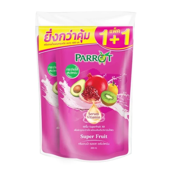 Parrot Shower Cream Serum Vitamin Super Fruit Refill 400 Ml. Twin Pack Оригинал
