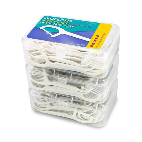 Watsons Super Smooth Flat Thread Dental Floss Picks 50s x 3 Boxes. Оригинал