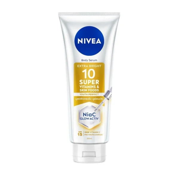 Nivea Body Serum Extra Bright 10 Super Vitamins Skin Foods Youth Perfect 300 Ml. Оригинал