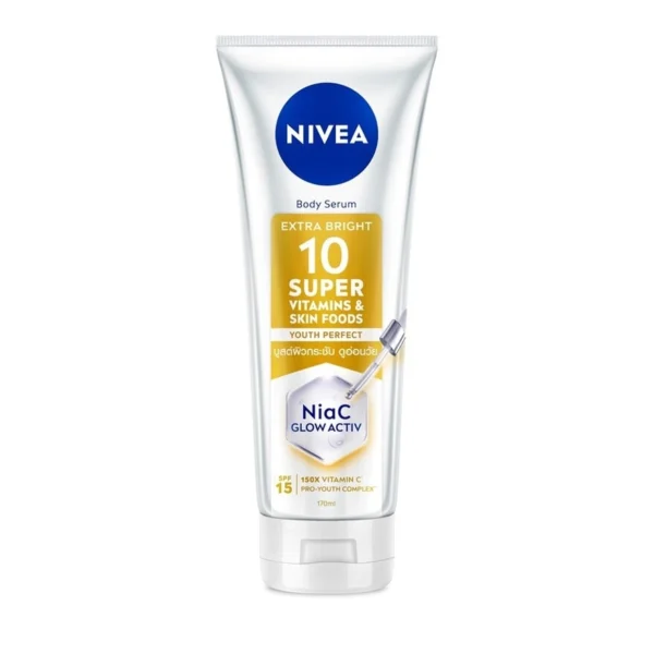 Nivea Body Serum Extra Bright 10 Super Vitamins  Skin Foods Youth Perfect 170 Ml. Оригинал