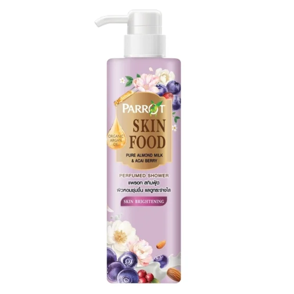 Parrot Shower Cream Skinfood Pure Almond Milk  Acaii Berry 400 Ml. Оригинал
