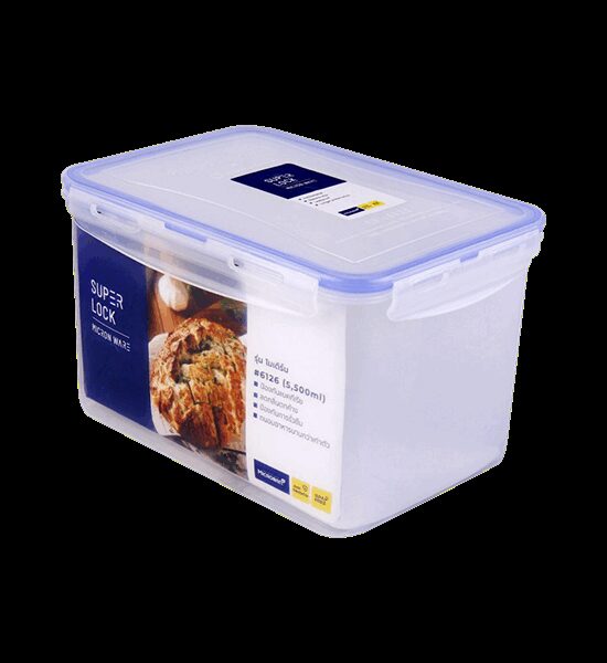 SUPER LOCK White-Blue  Square Food Container With Lock Lid SUPER LOCK JCP-6126 Size 5,500 ml Оригинал