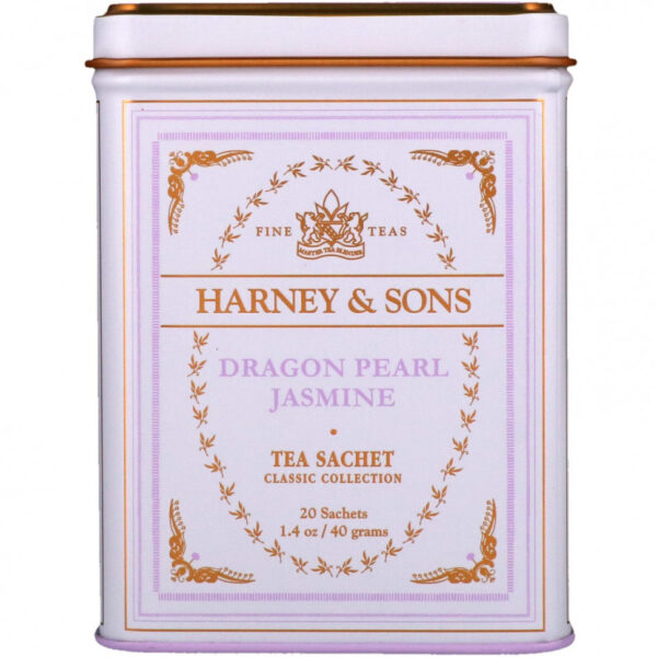 Harney & Sons, Качественные сорта чая, чай с жасмином Dragon Pearl, 20 чайных саше, 40 г (1,4 унции)