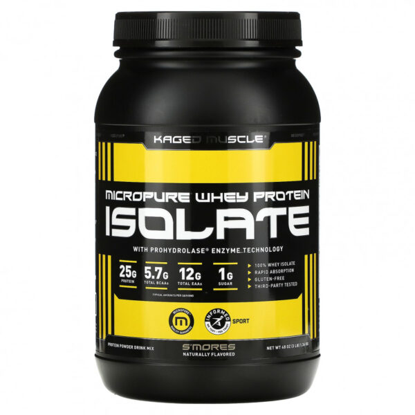 Kaged Muscle, Изолят сывороточного протеина Micropure, S'mores, 1,36 кг (3 фунта)