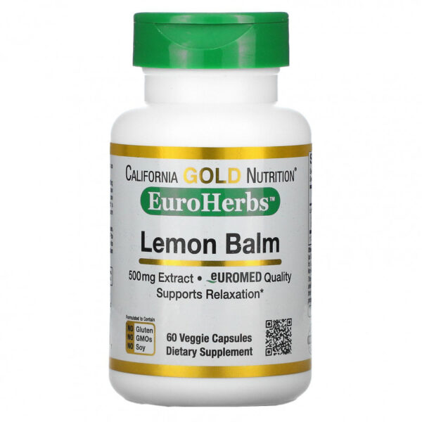 California Gold Nutrition, экстракт мелиссы, европейское качество, 500 мг, 60 растительных капсул