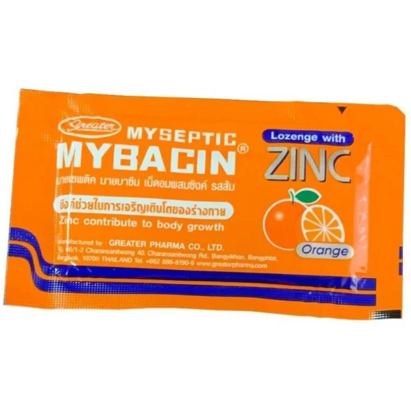 Тайские пастилки с апельсином от кашля и боли в горле Mybacin