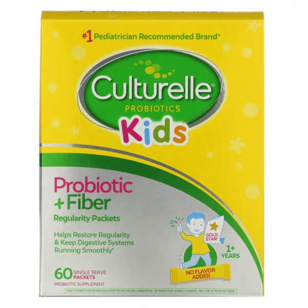 Culturelle, пробиотики с клетчаткой для нормальной работы кишечника, для детей от 1 года, без ароматизаторов, 60 порционных пакетов