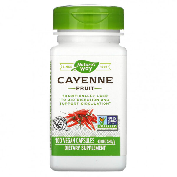 Nature's Way, плод кайенского перца, 40 000 SHU/г, 100 веганских капсул