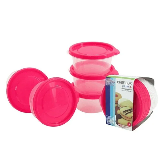 SUPER LOCK [Pack 5 boxes 10 pieces] Chef Box food box model 6061 300ml pink Оригинал