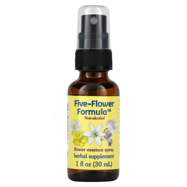 Flower Essence Services, Five-Flower Formula, Спрей с цветочной эссенцией, не содержит спирта, 1 ж. унций (30 мл)