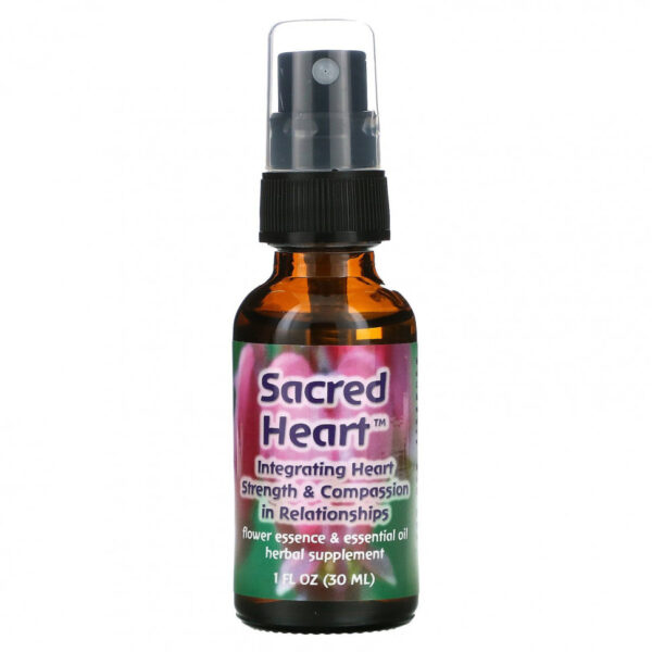 Flower Essence Services, 'Священное сердце', цветочная эссенция с эфирным маслом, 1 жидкая унция (30 мл)