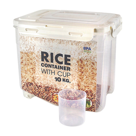 JCJ White Square Rice Box 10 kg With Lid JCJ No. 1399 Size 36.5 x 24 x 26 cm Оригинал