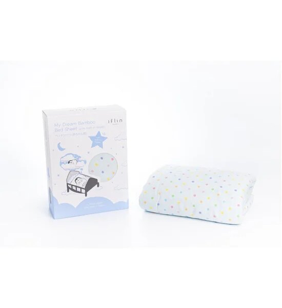 IFLIN BABY Playful Blue - My Dream Bamboo Bed Sheet (with built-in topper) Size 70x120 cm. Оригинал