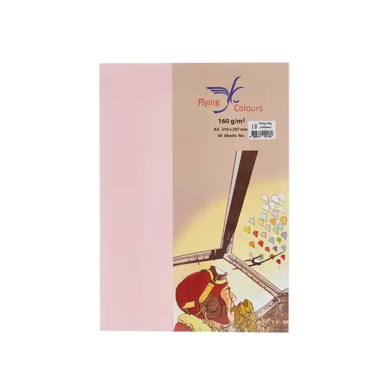 Flying 18 Colour Card Paper A4 160gsm. Pink (50/Pack) Оригинал