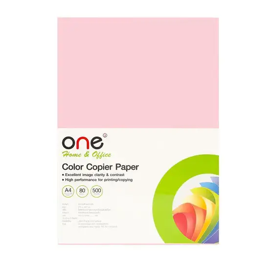 @ONE กระดาษสีถ่ายเอกสาร 8 A4 80 แกรม ชมพู (500แผ่น) ONE Оригинал