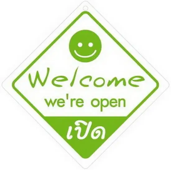 BIG ONE Signage "Welcome we're Open" BIG ONE No.8503 Size 15 x 15 cm Green-Red Оригинал