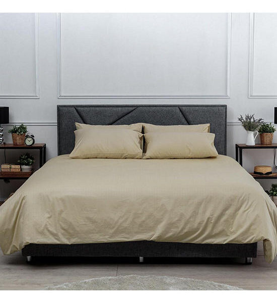LUCKY MATTRESS 6 FT. JC 001 COTTON JACQUARD BED SHEET SET LIGHT BEIGE Оригинал