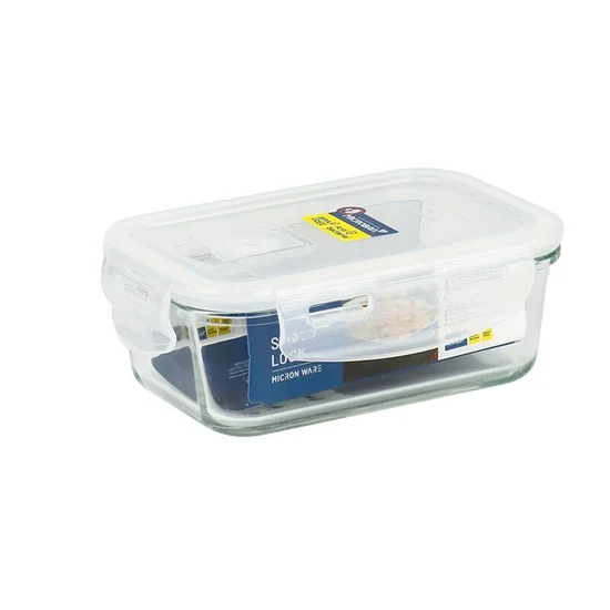 SUPER LOCK Glass food preservation box, clear lid, white seal, microwave-safe, oven-safe, 1 box, model 6088, white Оригинал