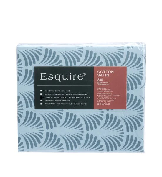 ESQUIRE Fitted Sheet Set COTTON SATIN Printed ARBORETUM B 3 pcs Green Оригинал