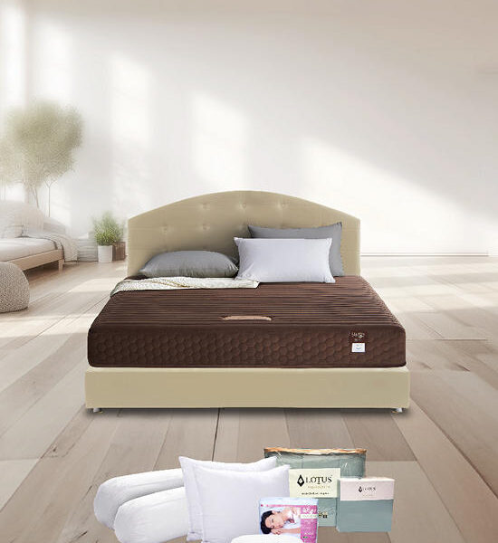 LOTUS Mattress Royce II + Bed Frame: CZECH - PU17 Leather Size 3.5FT. Cream Оригинал