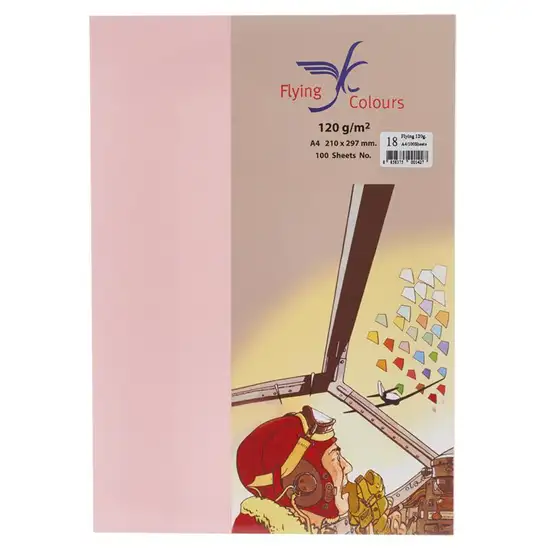 Flying 18 Colour Card Paper A4 120gsm. Pink (100/Pack) Оригинал