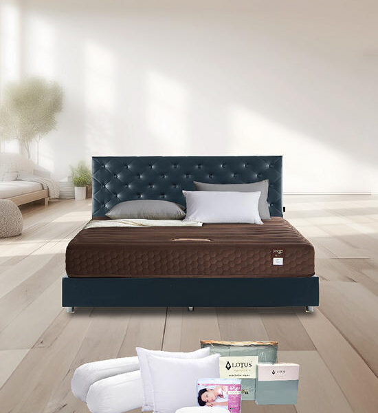 LOTUS Mattress Royce II + Bed Frame: Lucia - PU15 Leather Size 5FT. Black Оригинал