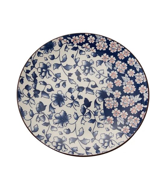 CENTRAL HOME Plate Porceliain Botany Size 10.5 Inch Midnight Blue Оригинал