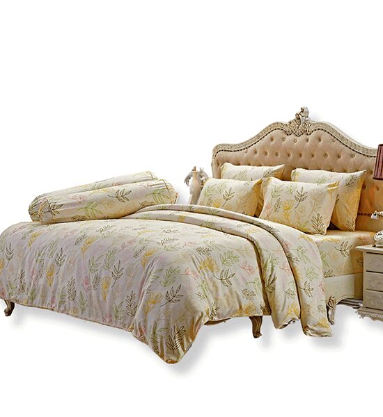 JESSICA BEDDING FITTED SHEET SET WITH COMFORTER 6 FT 6 PCS (King Size) TENCEL 500 THREAD COUNTS T844 Yellow Оригинал