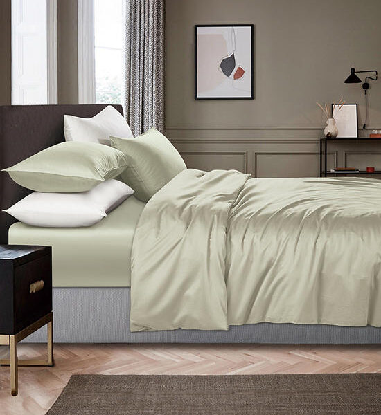ESQUIRE Fitted Sheet Set Plain Bamboo Coolplus Collection 3.5 Ft 2 Pcs Twin Size Оригинал