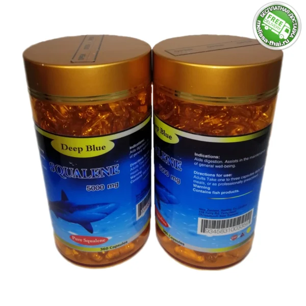 Акулий Сквален имунномодулятор Deep Blue Squalene 5000 mg. 360 капсул, Таиланд