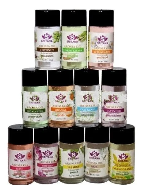 Ароматические масла для ароматерапии Sritana Aroma Oil, в наборе 12 шт. x 35 мл., Таиланд