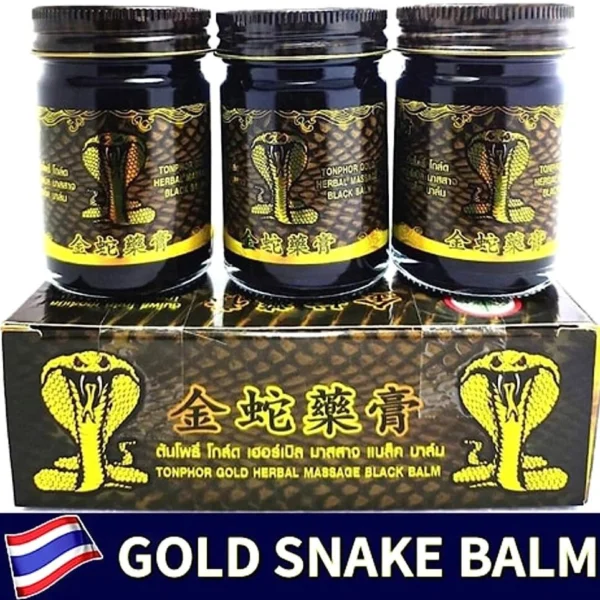 Бальзам тайский черный Cobra Gold Herbal Massage Black Balm Ton Pho Brand 3шт.  50 мл. Таиланд