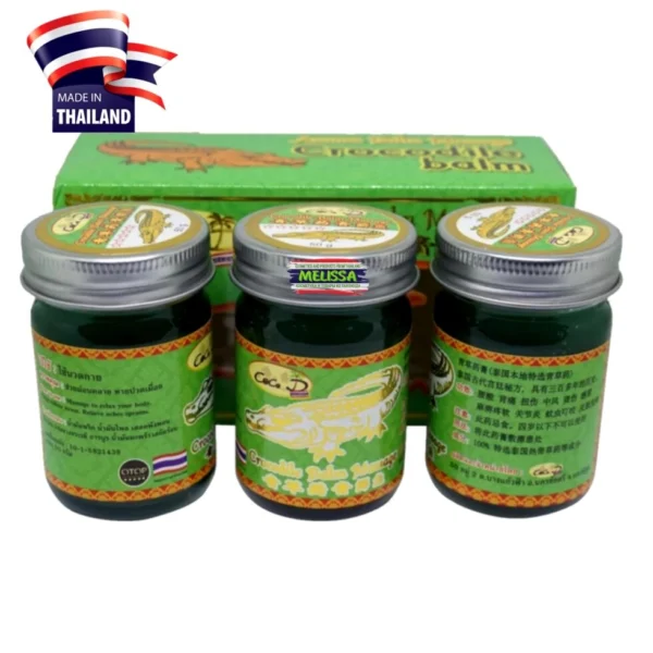 Бальзам зеленый тайский крокодиловый Otop crocodile herbal balm, 3 шт.  30 мл. Таиланд