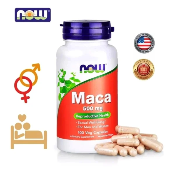 Бустер тестостерона для мужского и женского здоровья Now Maca 500 mg. 100 капсул. США