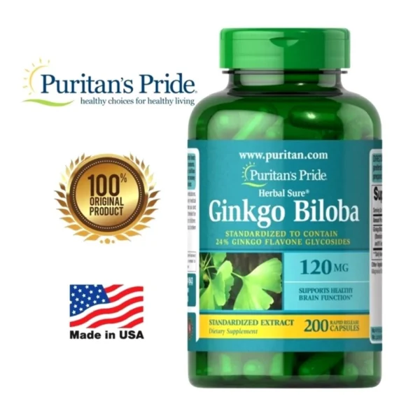 Экстракт Гинкго Билоба, Puritan's Pride Ginkgo Biloba Standardized Extract 120 mg 200 сapsules. США