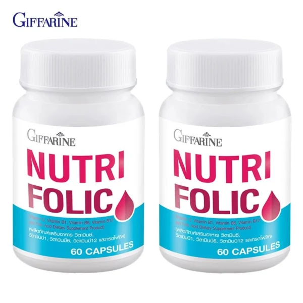Фолиевая кислота для кроветворения Giffarine Nutri Folic Витамин С, Витамин В1, Витамин В6, Витамин В12. Таиланд 2 банки