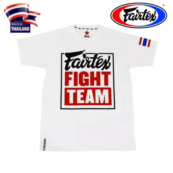 Футболка Fairtex T-Shirt Fairtex Fight Team TST51, Таиланд S БЕЛЫЙ С ЧЕРНО-КРАСНЫМ ПРИНТОМ