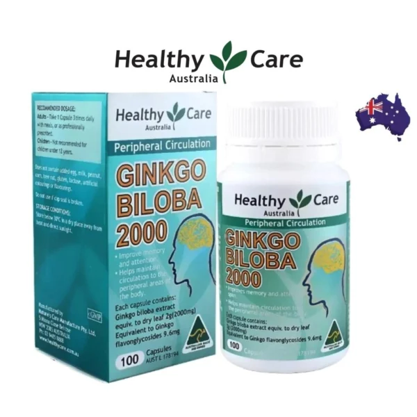 Гинкго Билоба Healthy Care Ginkgo Biloba 2000 mg. 100 капсул, Австралия