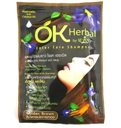 Безсульфатный оттеночный шампунь золотисто коричневый цвет OK Herbal 30 мл