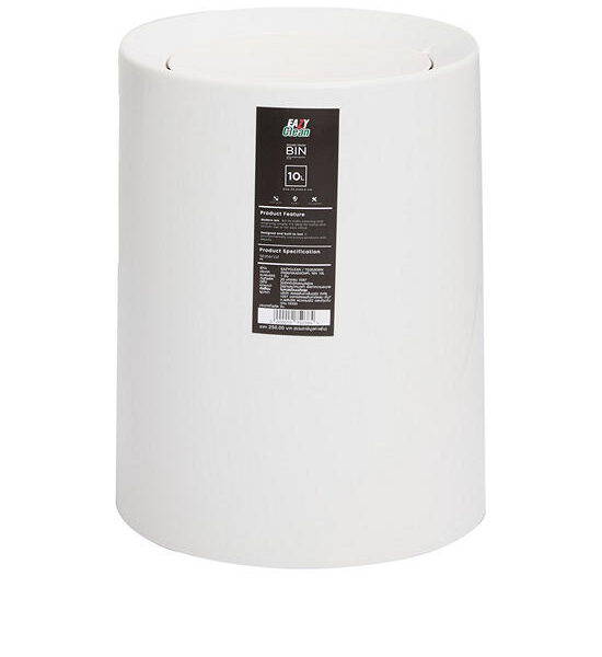 Eazy Clean Bin Round Design with Swinging Lid 10 L White Оригинал