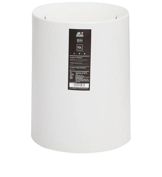 Eazy Clean Bin Round Design with Swinging Lid 10 L White Оригинал